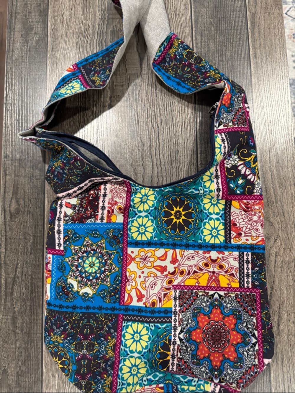 Colorful Patchwork Hobo Bag - Multicolor